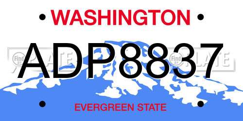 ADP8837 Washington License Plate