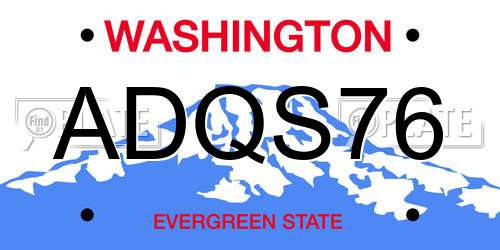 ADQS76 Washington License Plate