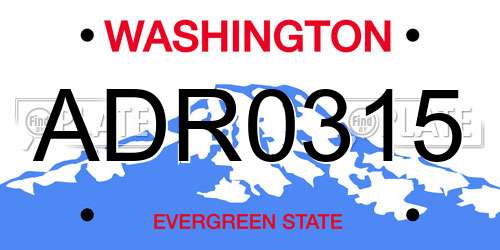 ADR0315 Washington License Plate
