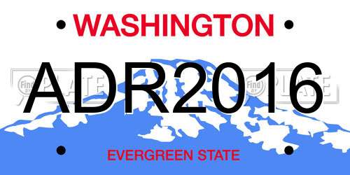 ADR2016 Washington License Plate