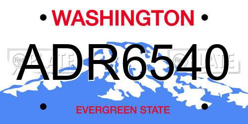 ADR6540 Washington License Plate