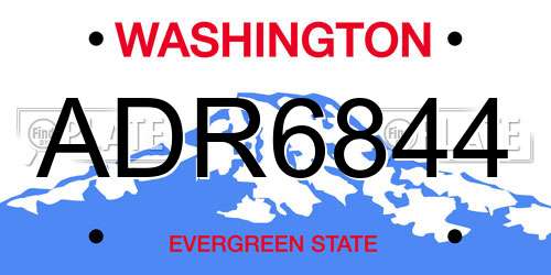 ADR6844 Washington License Plate