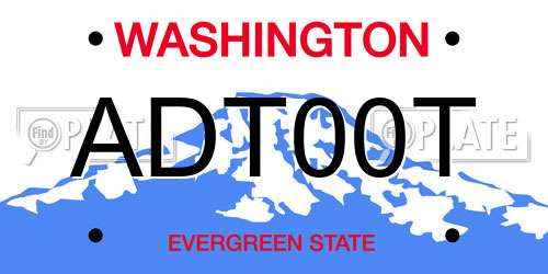 ADT00T Washington License Plate