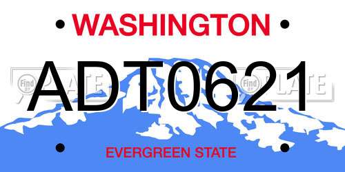 ADT0621 Washington License Plate