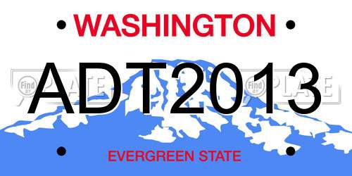 ADT2013 Washington License Plate