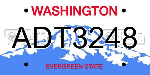 ADT3248 Washington License Plate