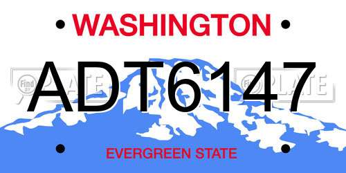 ADT6147 Washington License Plate