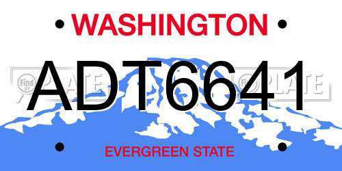 ADT6641 Washington License Plate