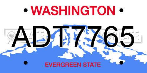 ADT7765 Washington License Plate