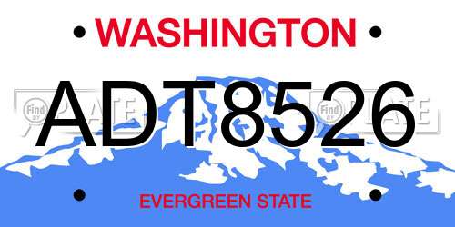 ADT8526 Washington License Plate