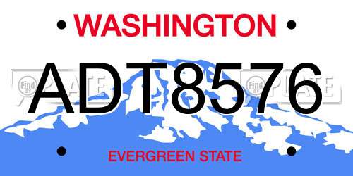 ADT8576 Washington License Plate
