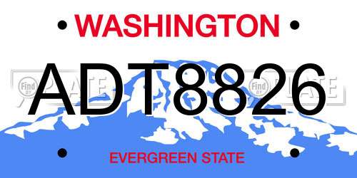 ADT8826 Washington License Plate