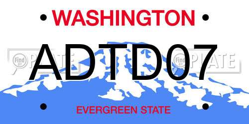 ADTD07 Washington License Plate