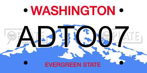 ADTO07 Washington License Plate