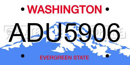 ADU5906 Washington License Plate