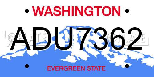 ADU7362 Washington License Plate
