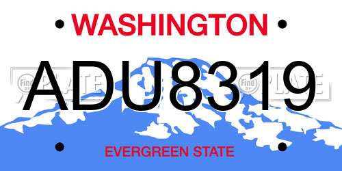 ADU8319 Washington License Plate