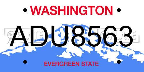 ADU8563 Washington License Plate