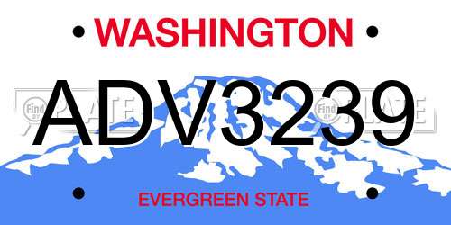 ADV3239 Washington License Plate