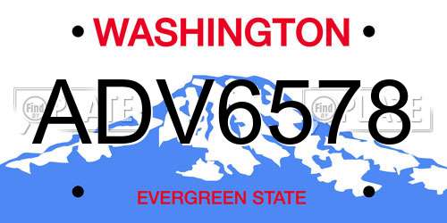 ADV6578 Washington License Plate
