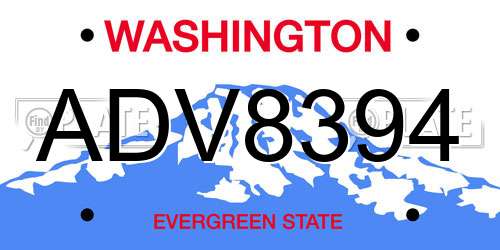 ADV8394 Washington License Plate
