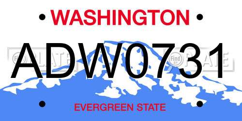 ADW0731 Washington License Plate