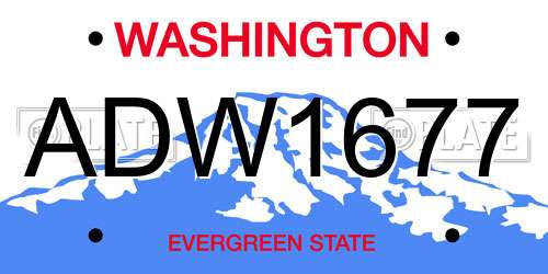 ADW1677 Washington License Plate