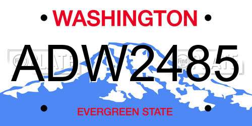 ADW2485 Washington License Plate