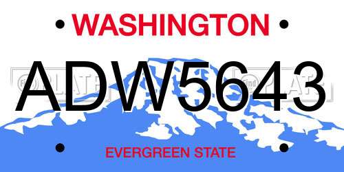 ADW5643 Washington License Plate