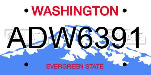 ADW6391 Washington License Plate