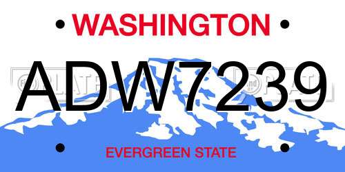 ADW7239 Washington License Plate