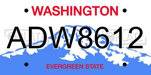 ADW8612 Washington License Plate