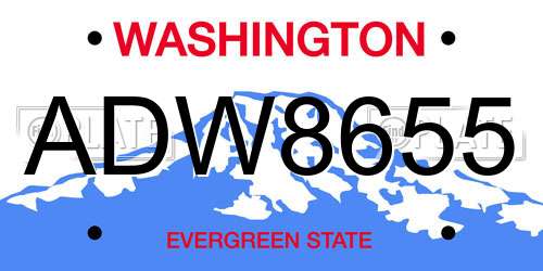 ADW8655 Washington License Plate