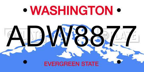 ADW8877 Washington License Plate