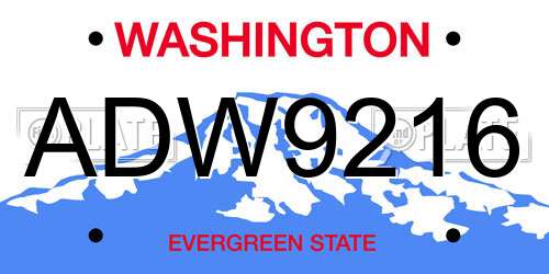 ADW9216 Washington License Plate