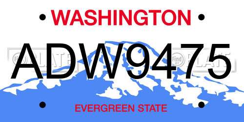ADW9475 Washington License Plate
