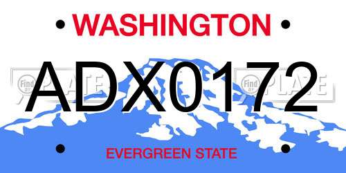 ADX0172 Washington License Plate