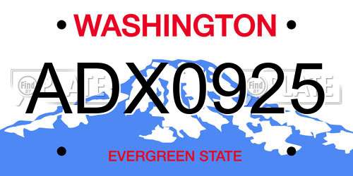 ADX0925 Washington License Plate