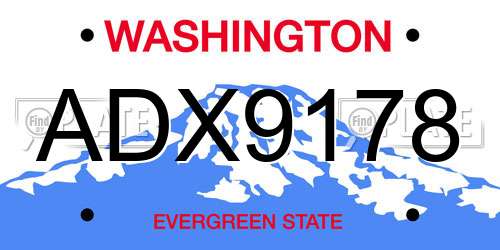 ADX9178 Washington License Plate