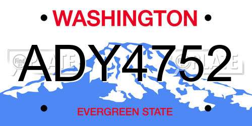ADY4752 Washington License Plate