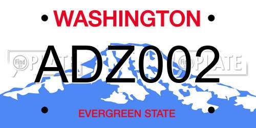 ADZ002 Washington License Plate
