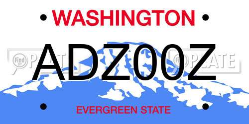 ADZ00Z Washington License Plate