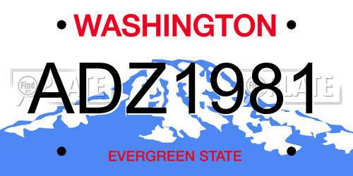 ADZ1981 Washington License Plate