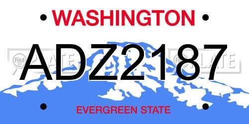 ADZ2187 Washington License Plate