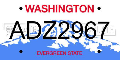 ADZ2967 Washington License Plate