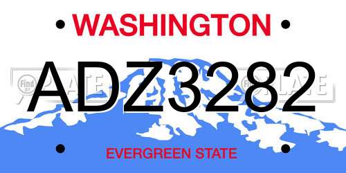 ADZ3282 Washington License Plate
