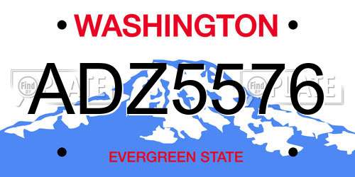 ADZ5576 Washington License Plate