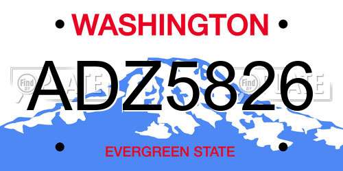 ADZ5826 Washington License Plate
