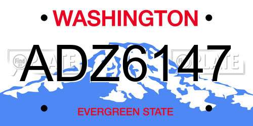 ADZ6147 Washington License Plate