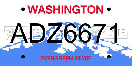ADZ6671 Washington License Plate